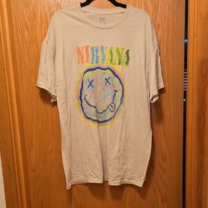 NIRVANA Cream Smiley Face Tee